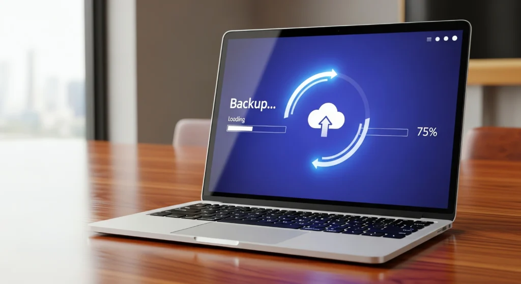 Backup laptop data to external hard drive or cloud storage