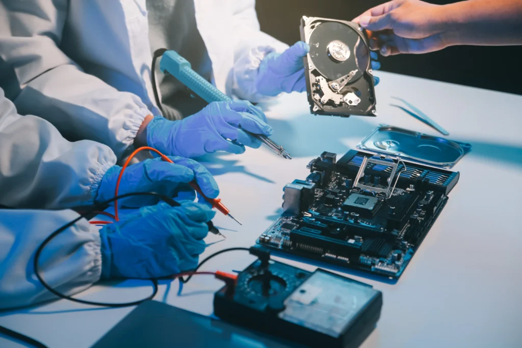 Certified technician performing Dynabook laptop hard drive replacement