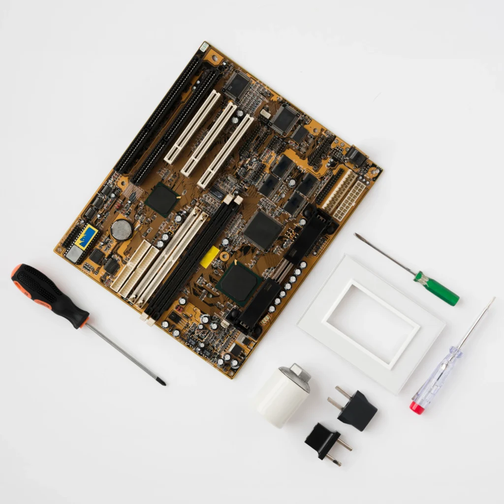 Dynabook laptop motherboard repair service showing technician fixing the board