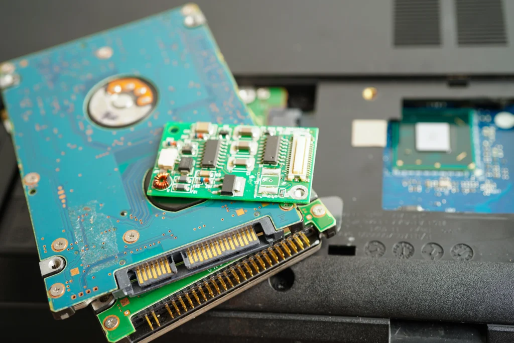Technician performing Gigabyte laptop hard drive replacement