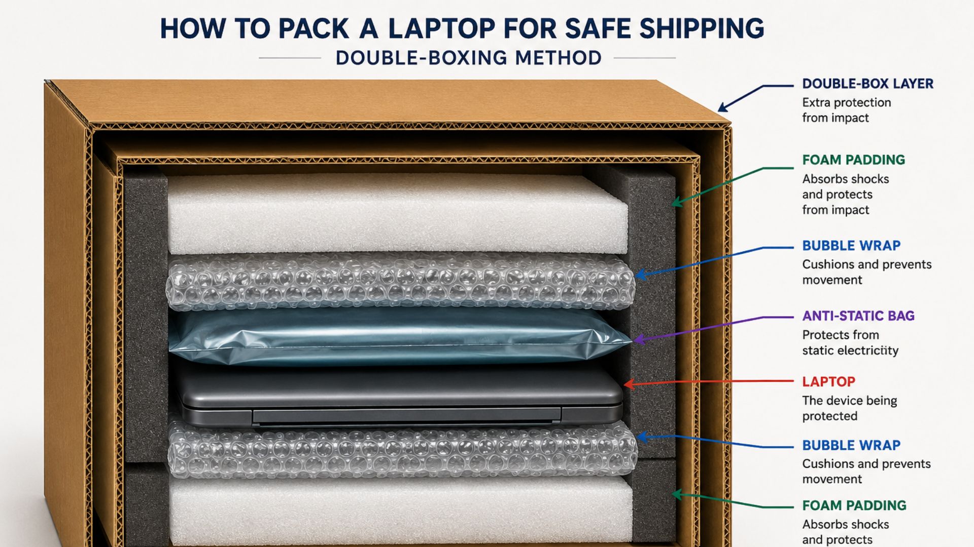 how pack laptop safely
